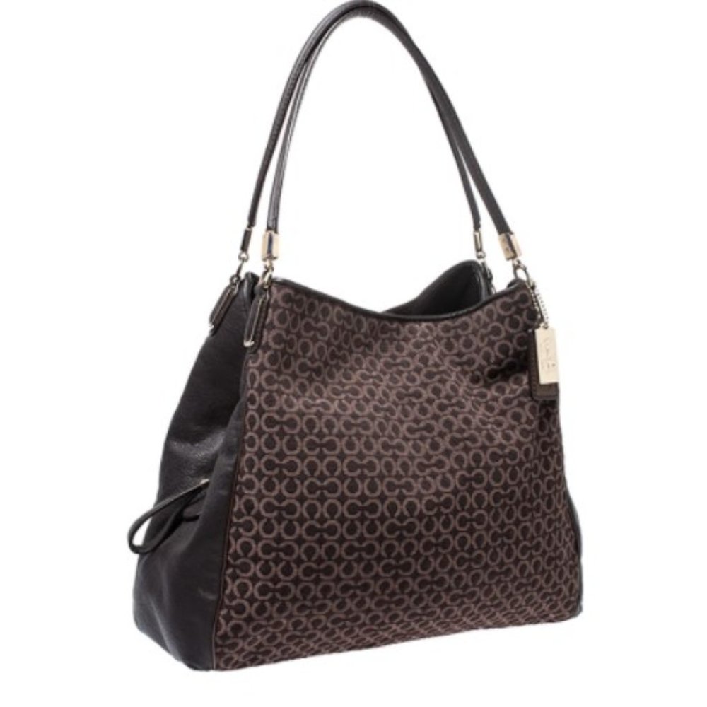 EUC Coach Brown Signature Canvas & Leather Edie 31 Shoulder Bag #26281 - Picture 3 of 7